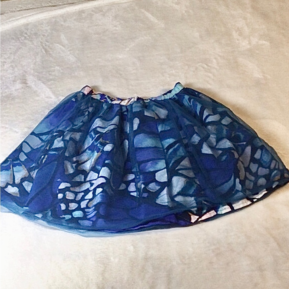 🌼 GYMBOREE 🌼 multi color Print Skirt w/ Sheer Blue Mesh Covering girls 5